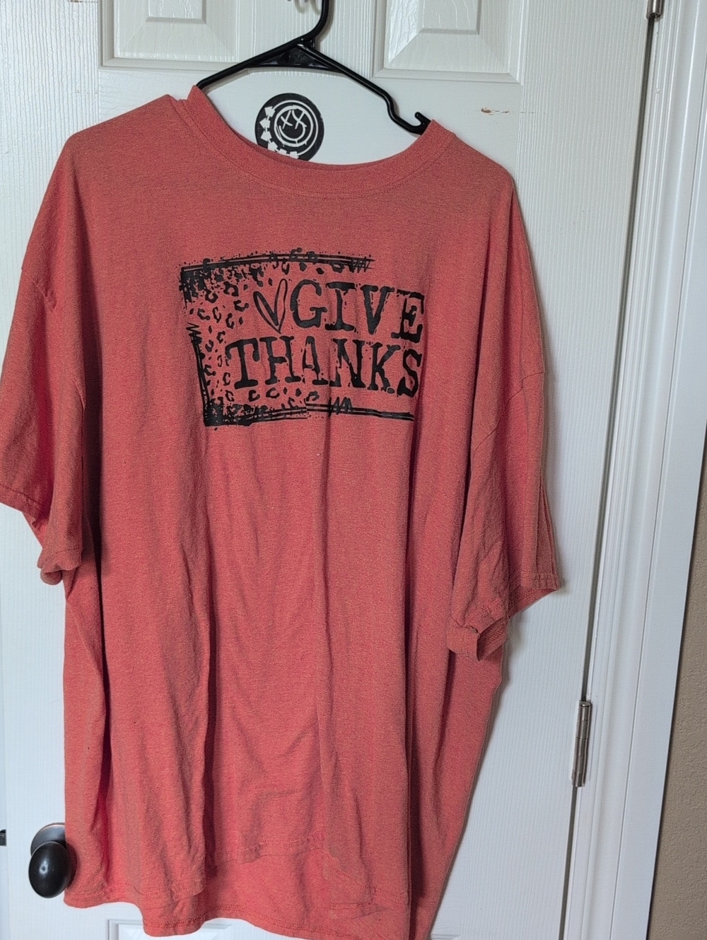 Gildan Coral Red "Give Thanks" Short Sleeve Tee
